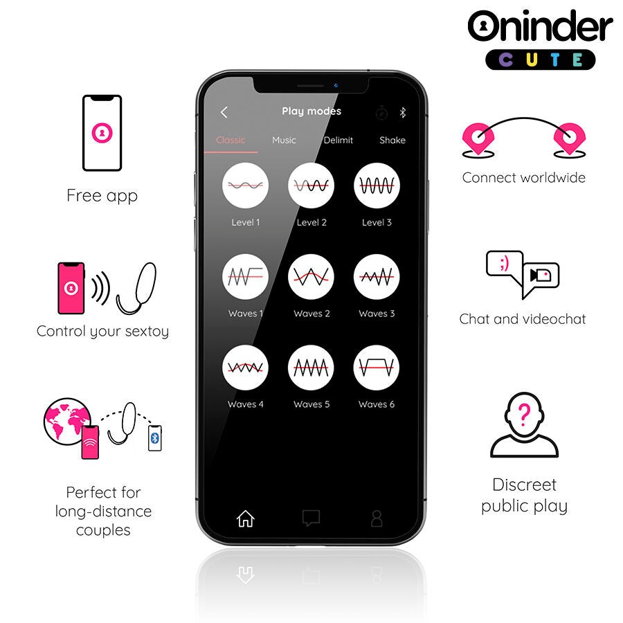 Oninder Cute - Uovo in Silicone Con Vibro-onda E Piacere - App Gratuita in Tutto Il Mondo