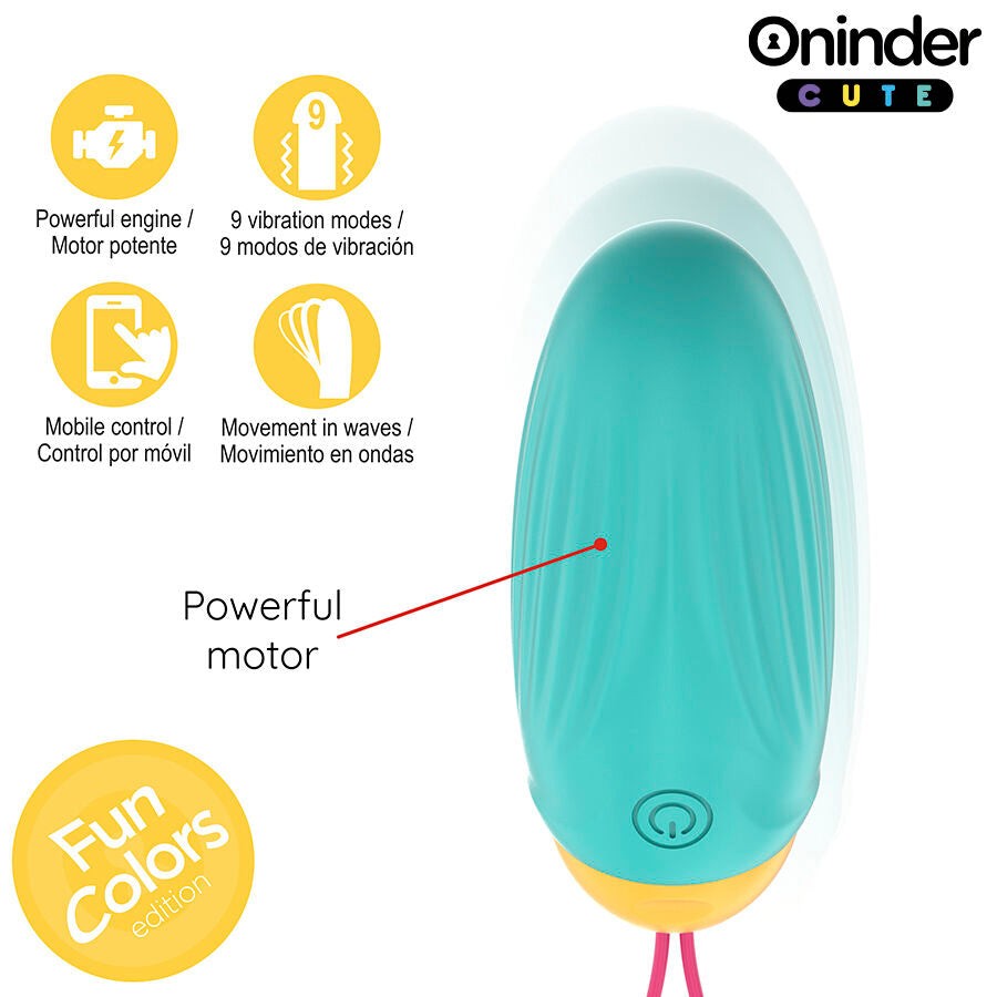 Oninder Cute - Uovo Vibro-rotante in Silicone Con Gemma per Amore E Piacere - App Gratuita in Tutto Il Mondo