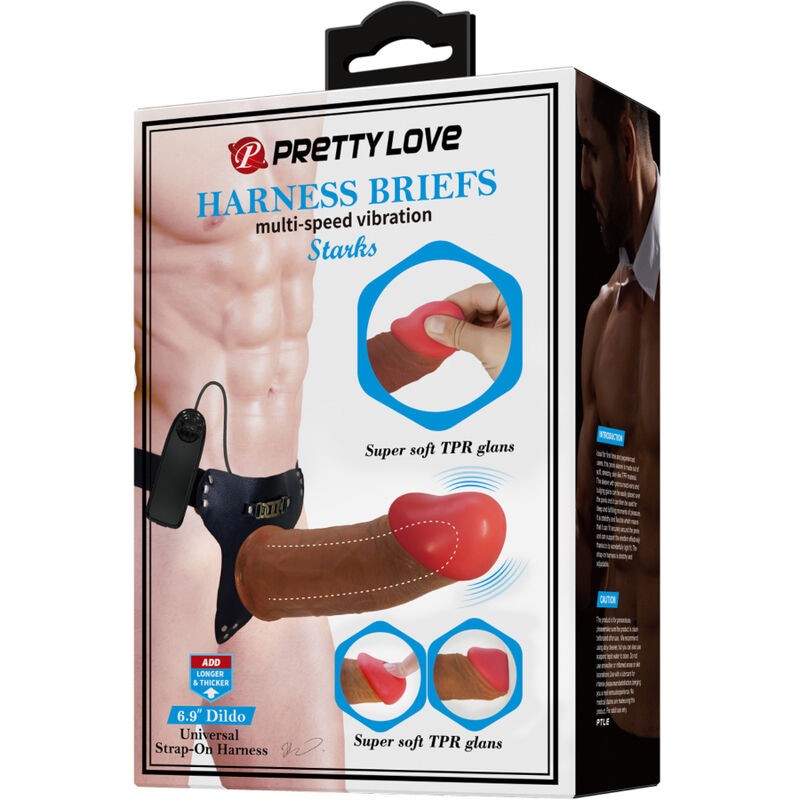 Pretty Love - Starks Imbragatura Slip Dildo Vibrazione Multi-speed 17,5 Cm Marrone Chiaro