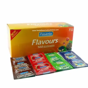 Preservativos Sabores Fresa, Chocolate, Frutos Rojos y Menta - Pack 144 Unidades