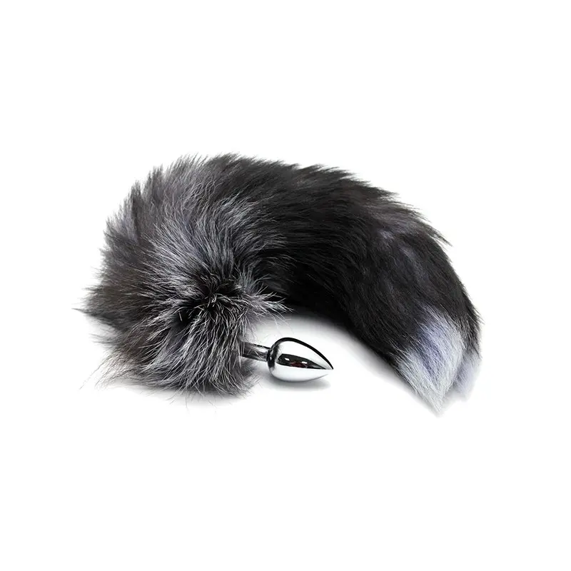 Plug Anal Metálico Cola de Zorro Negro Talla S