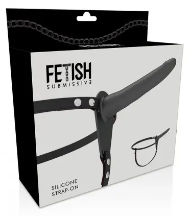 FETISH SUBMISSIVE ARNÉS SILICONA NEGRO 15CM