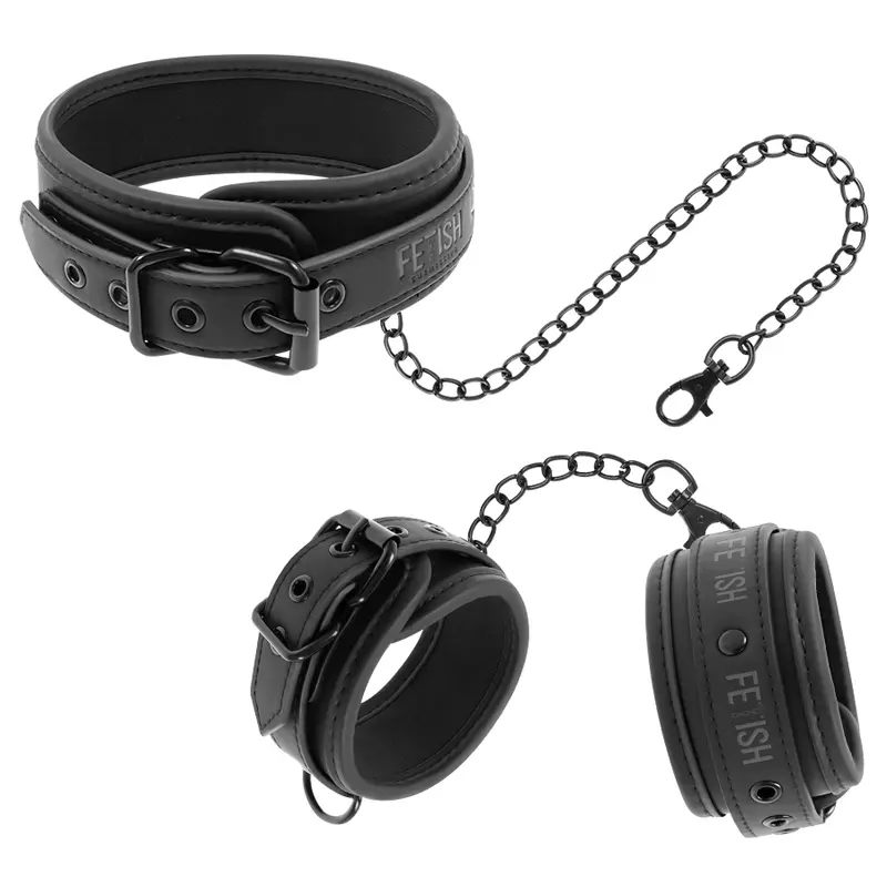 FETISH SUBMISSIVE COLLAR Y ESPOSAS CUERO VEGANO.