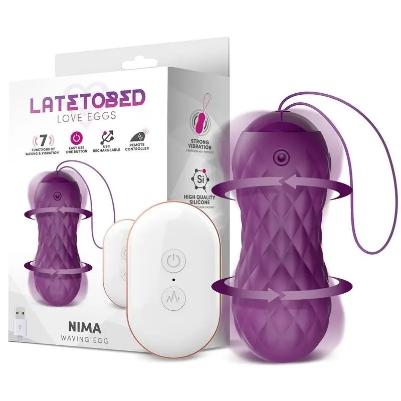 LATETOBED NIMA HUEVO VIBRADOR CON MOVIMIENTO WAVE CONTROL REMOTO USB SILICONA PÚRPURA