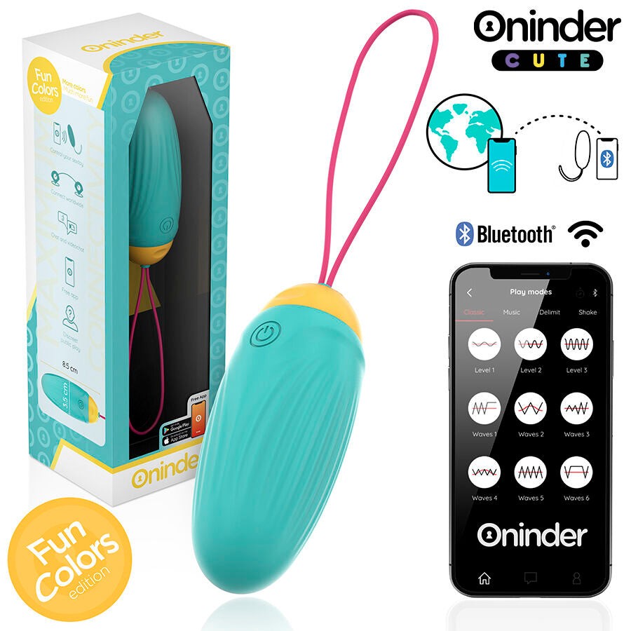 Oninder Cute - Uovo Vibro-rotante in Silicone Con Gemma per Amore E Piacere - App Gratuita in Tutto Il Mondo