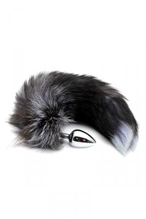 AL. Black And White Fox Tail M Anal Pleasure