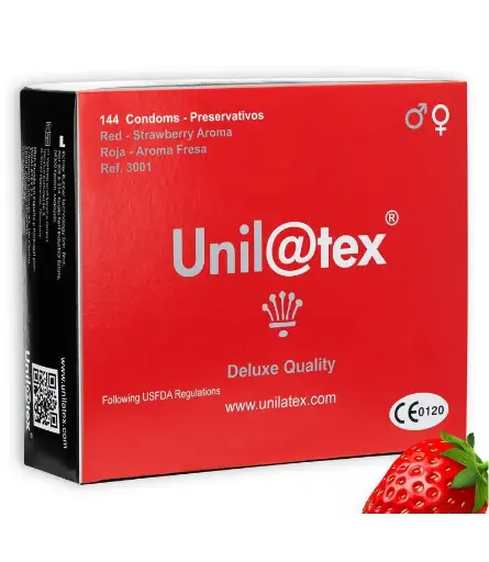 [8437004395214] 144 Condones Rojos sabor Fresa - sensación y protección máxima