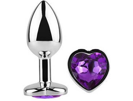 [8436583792476] Plug Anal con Joya de Corazón morado Talla S