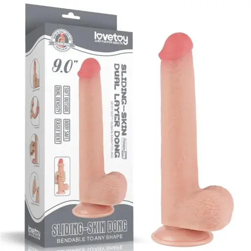 [6942063400349] LOVETOY DILDO DUAL DENSITY PIEL DESLIZANTE 9"