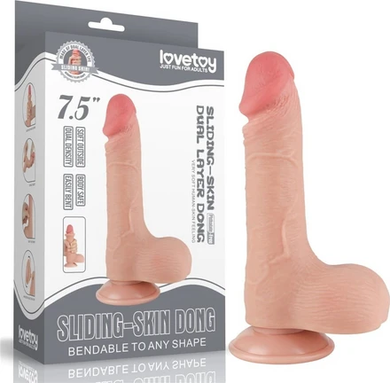 [6942063400288] LOVETOY DILDO DUAL LAYER PIEL DESLIZANTE 7.5"