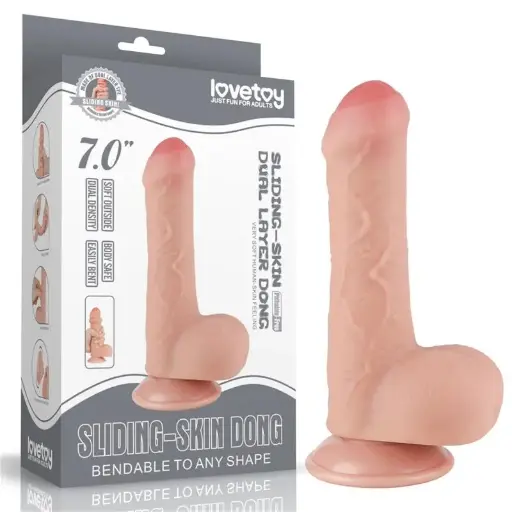 [6942063400257] LOVETOY DILDO DUAL LAYER PIEL DESLIZANTE 7"