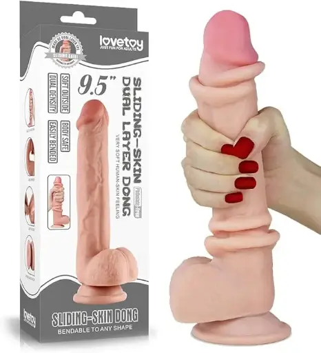 [6970260906364] Dildo Realista 9" Lovetoy Sliding - Juguete Sexual Naturalista para Adultos