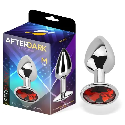 [8436583792933] Plug Anal con Joya Rojo Rubí Talla M Aluminio