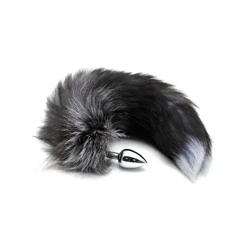 [8433345704333] Plug Anal Metálico Cola de Zorro Negro Talla S