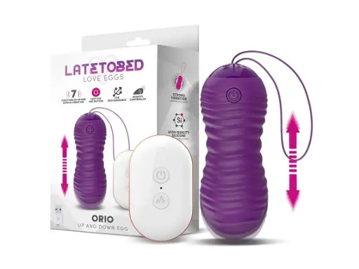 [8436583796634] ORIO HUEVO VIBRADOR Y MOVIMIENTO TELESCÓPICO UP AND DOWN CONTROL REMOTO PÚRPURA