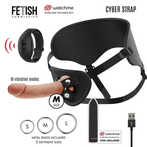 [8435565931261] CYBER STRAP ARNES CON DILDO Y BALA CONTROL REMOTO TECNOLOGIA WATCHME M