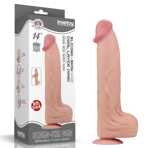 [6970260906616] Dildo Realista Lovetoy 14" Dual Layer Piel Retráctil para Placer Intenso