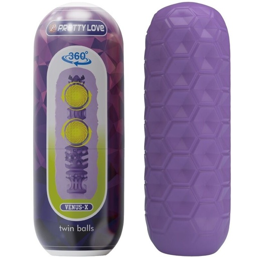 [6959532361025] PRETTY LOVE - TWIN BALLS MASTURBADOR MASCULINO MORADO