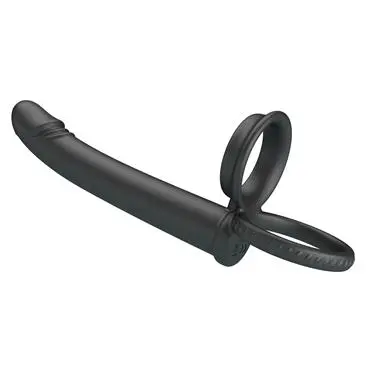 [6959532361476] Anillo Doble Pene Pretty Love Moses para Doble Penetración Negro