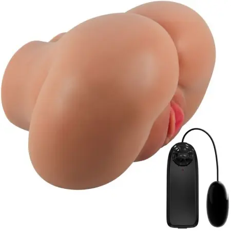 [6959532360196] CRAZY BULL - LUNA TRASERO VIBRADOR CON VAGINA Y ANO REALÍSTICO NATURAL CONTROL REMOTO