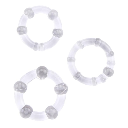 [759746000125] Beaded Cock Rings-Clear